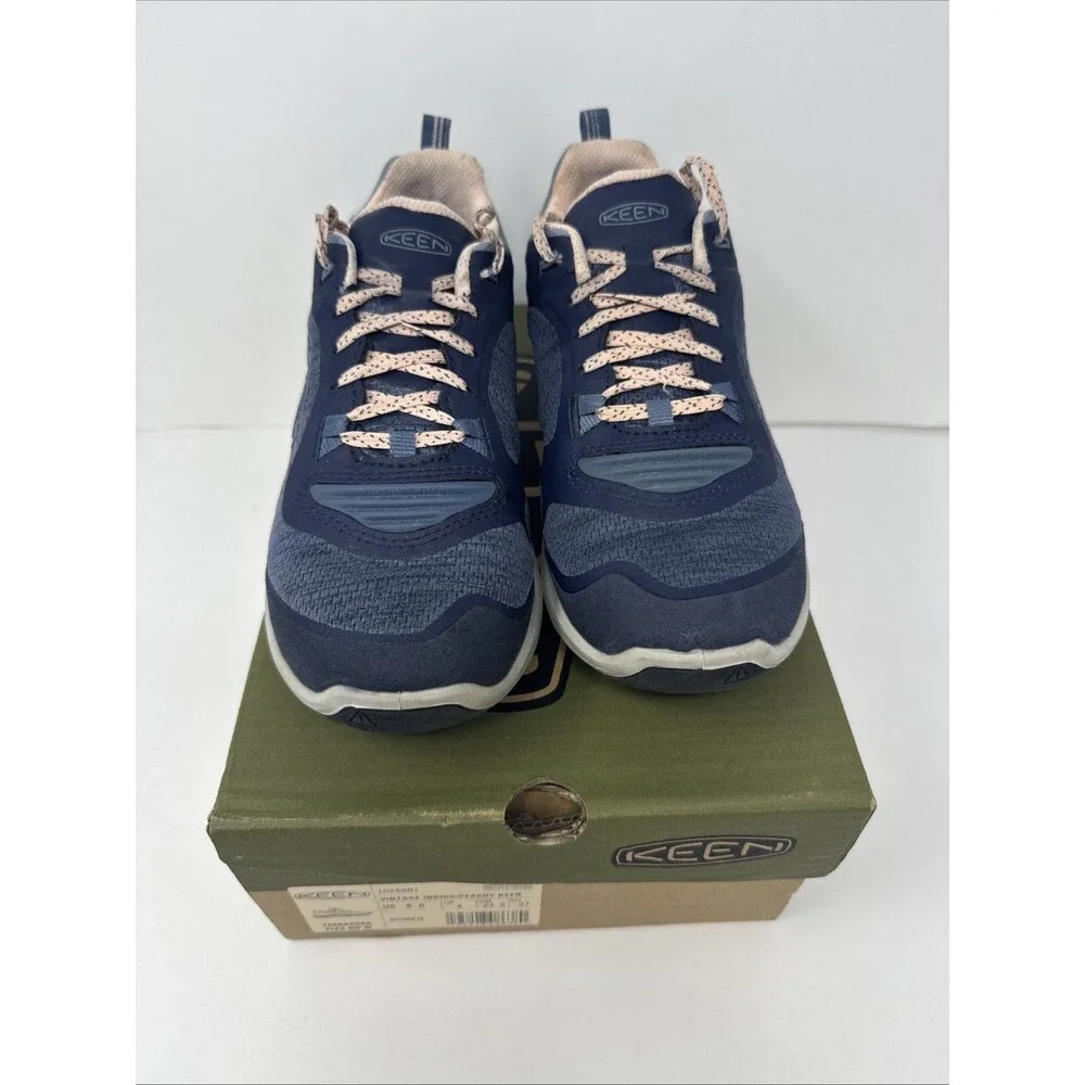 KEEN Women's TERRADORA FLEX Waterproof Hiking Sneakers Size 6.5 INDIGO/PEACH